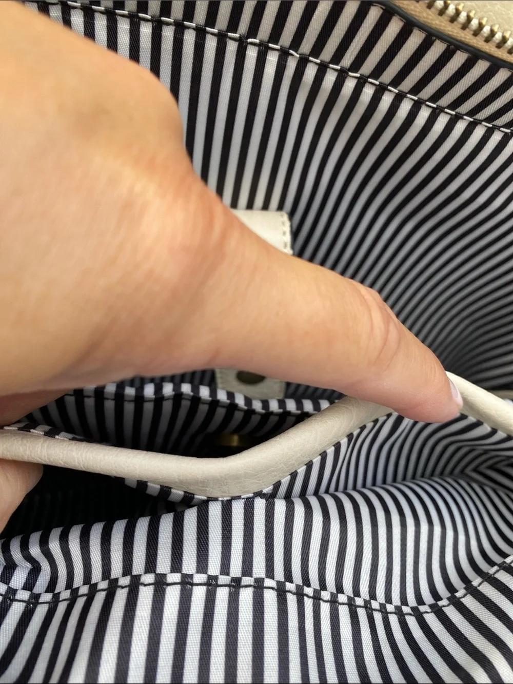 Cream Tote Bag with Braided Zip Pull